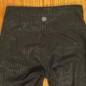 Athleta Chaturanga Metallic Crackle Leggings Black - Size XXS